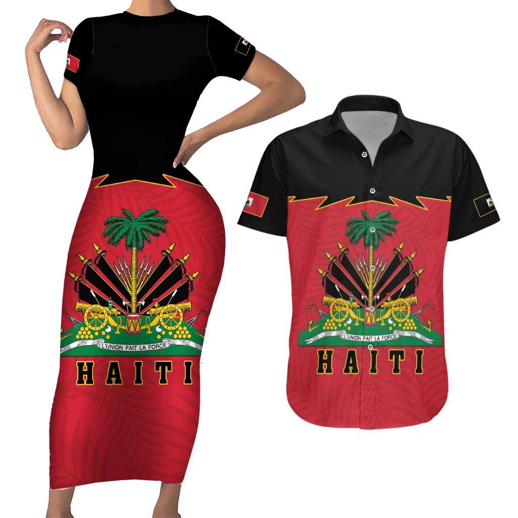 Personalized Haiti 1964 Couples Matching Short Sleeve Bodycon Dress and Hawaiian Shirt Coat Of Arms Flag Style