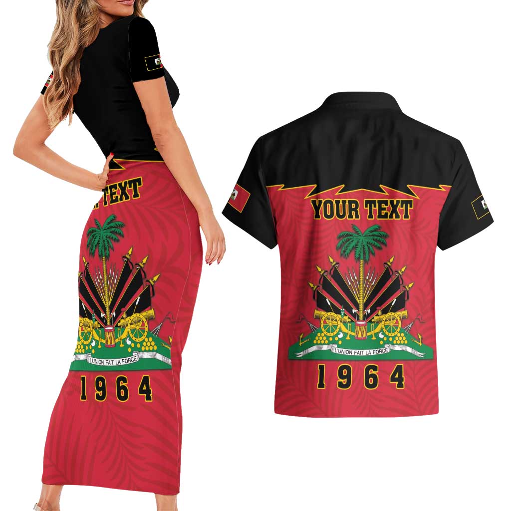 Personalized Haiti 1964 Couples Matching Short Sleeve Bodycon Dress and Hawaiian Shirt Coat Of Arms Flag Style