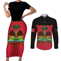 Personalized Haiti 1964 Couples Matching Short Sleeve Bodycon Dress and Long Sleeve Button Shirt Coat Of Arms Flag Style