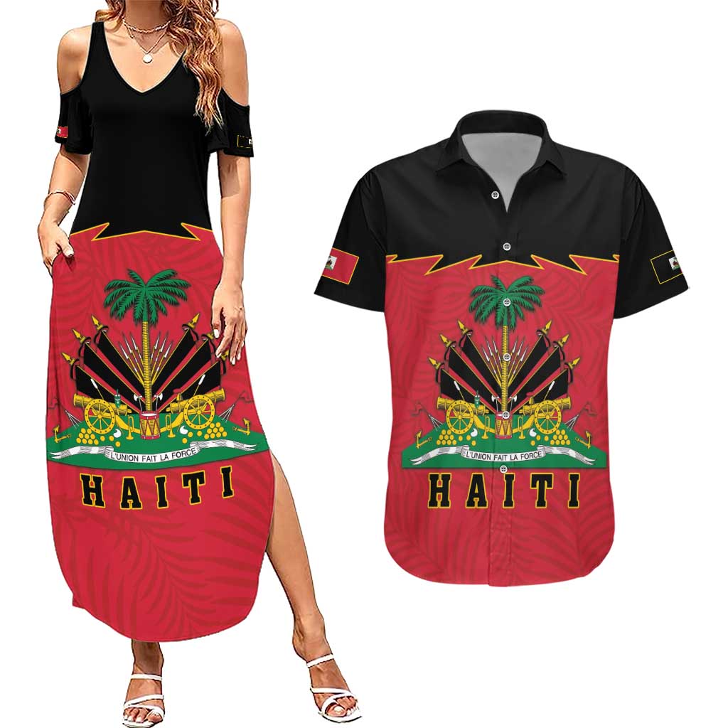 Personalized Haiti 1964 Couples Matching Summer Maxi Dress and Hawaiian Shirt Coat Of Arms Flag Style