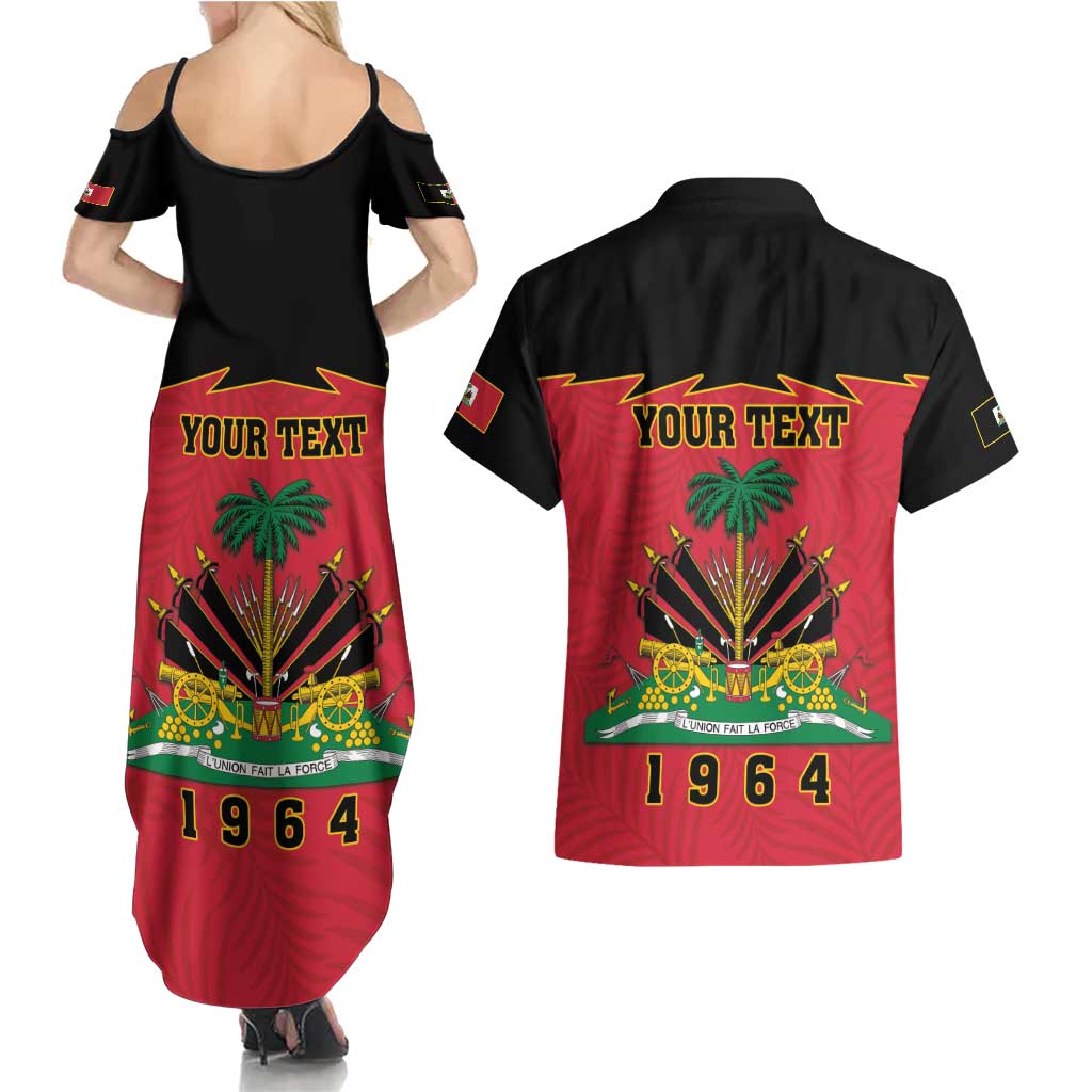 Personalized Haiti 1964 Couples Matching Summer Maxi Dress and Hawaiian Shirt Coat Of Arms Flag Style