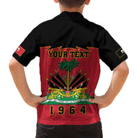 Personalized Haiti 1964 Family Matching Off The Shoulder Long Sleeve Dress and Hawaiian Shirt Coat Of Arms Flag Style