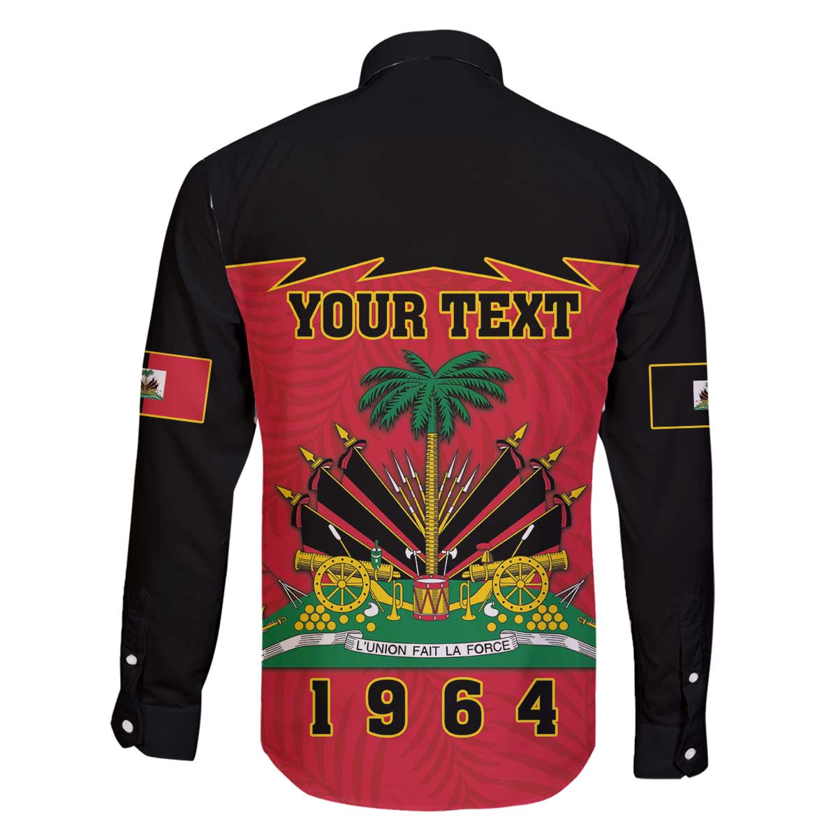 Personalized Haiti 1964 Family Matching Off The Shoulder Long Sleeve Dress and Hawaiian Shirt Coat Of Arms Flag Style