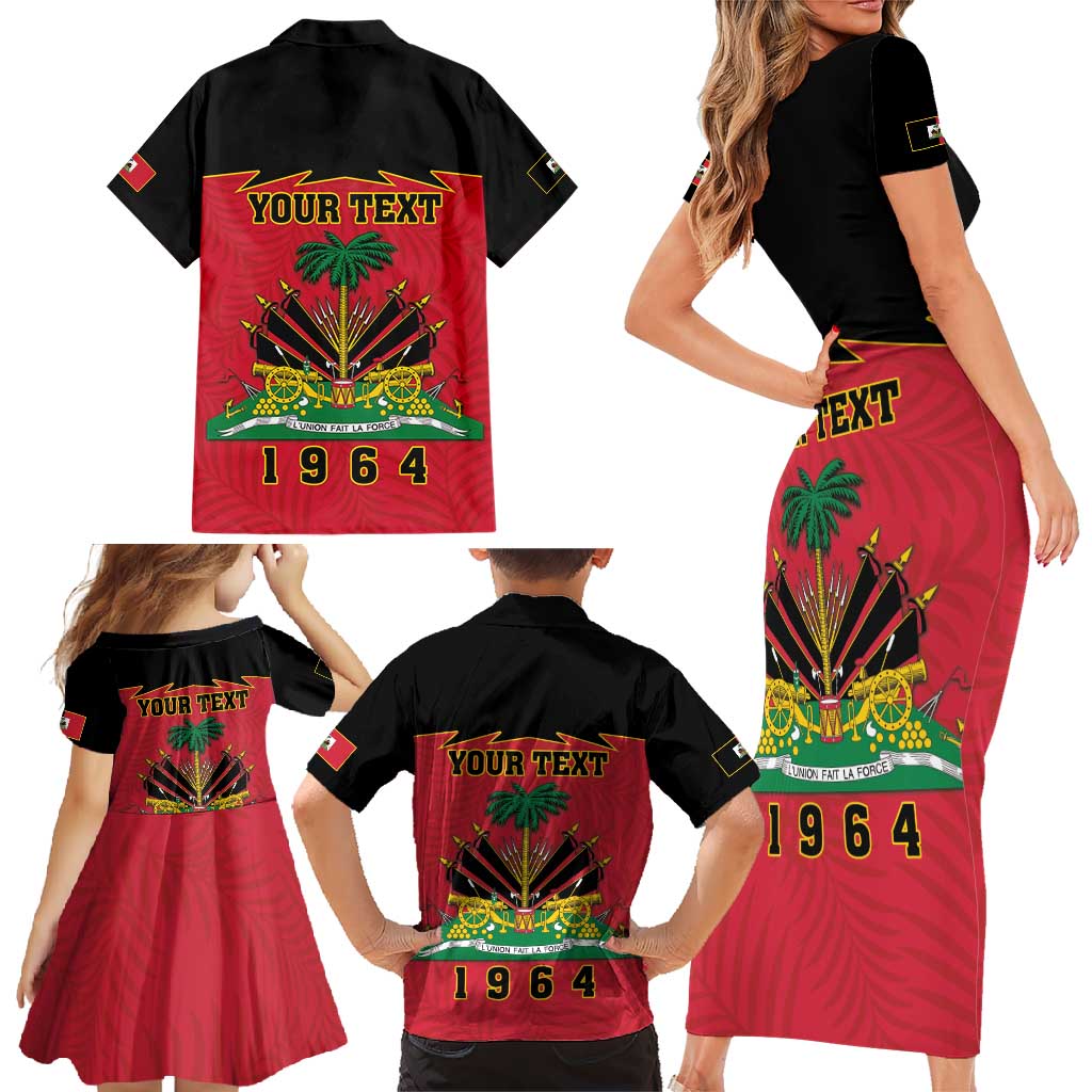 Personalized Haiti 1964 Family Matching Short Sleeve Bodycon Dress and Hawaiian Shirt Coat Of Arms Flag Style