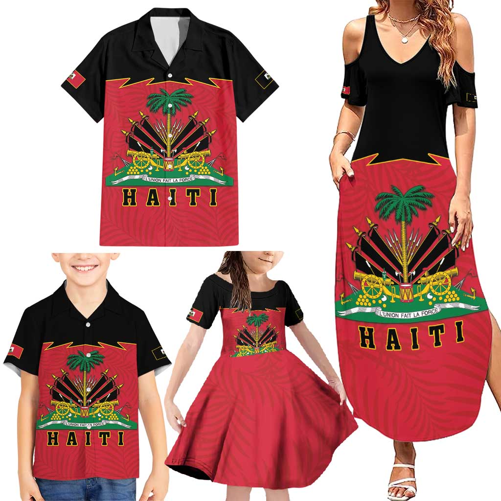 Personalized Haiti 1964 Family Matching Summer Maxi Dress and Hawaiian Shirt Coat Of Arms Flag Style