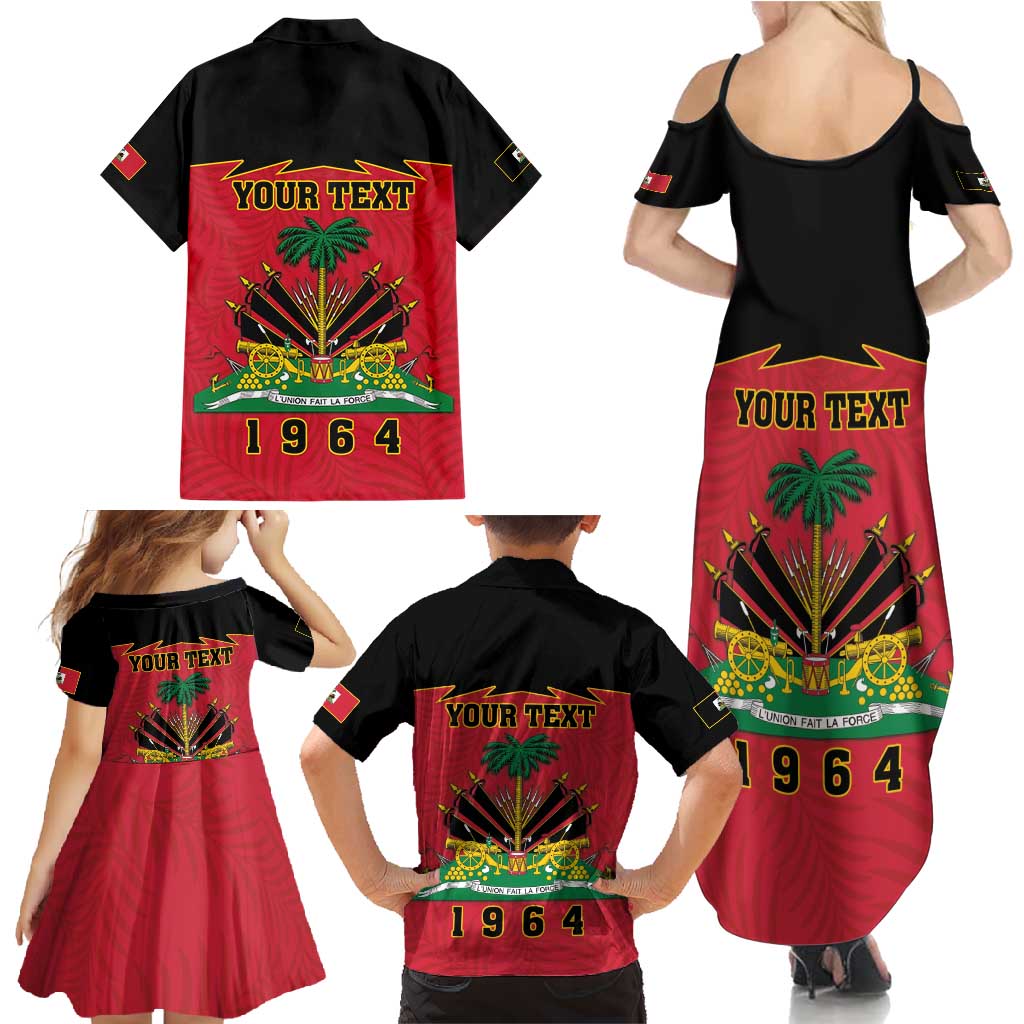Personalized Haiti 1964 Family Matching Summer Maxi Dress and Hawaiian Shirt Coat Of Arms Flag Style