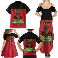Personalized Haiti 1964 Family Matching Summer Maxi Dress and Hawaiian Shirt Coat Of Arms Flag Style