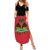 Personalized Haiti 1964 Family Matching Summer Maxi Dress and Hawaiian Shirt Coat Of Arms Flag Style