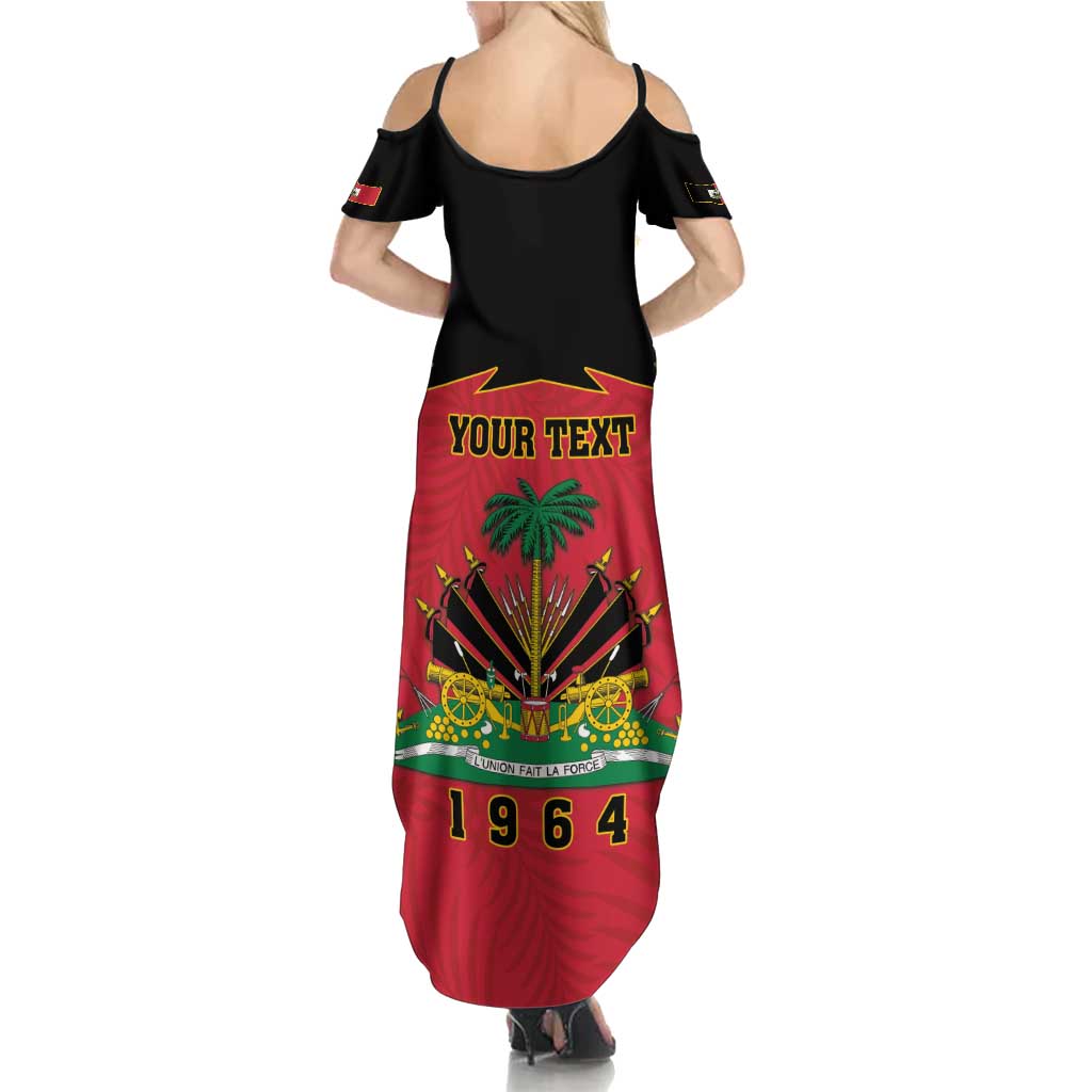 Personalized Haiti 1964 Family Matching Summer Maxi Dress and Hawaiian Shirt Coat Of Arms Flag Style