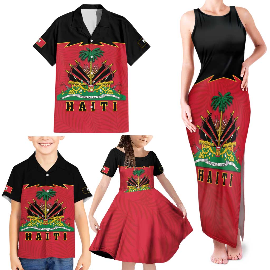 Personalized Haiti 1964 Family Matching Tank Maxi Dress and Hawaiian Shirt Coat Of Arms Flag Style