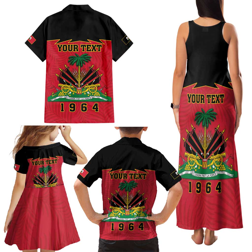Personalized Haiti 1964 Family Matching Tank Maxi Dress and Hawaiian Shirt Coat Of Arms Flag Style