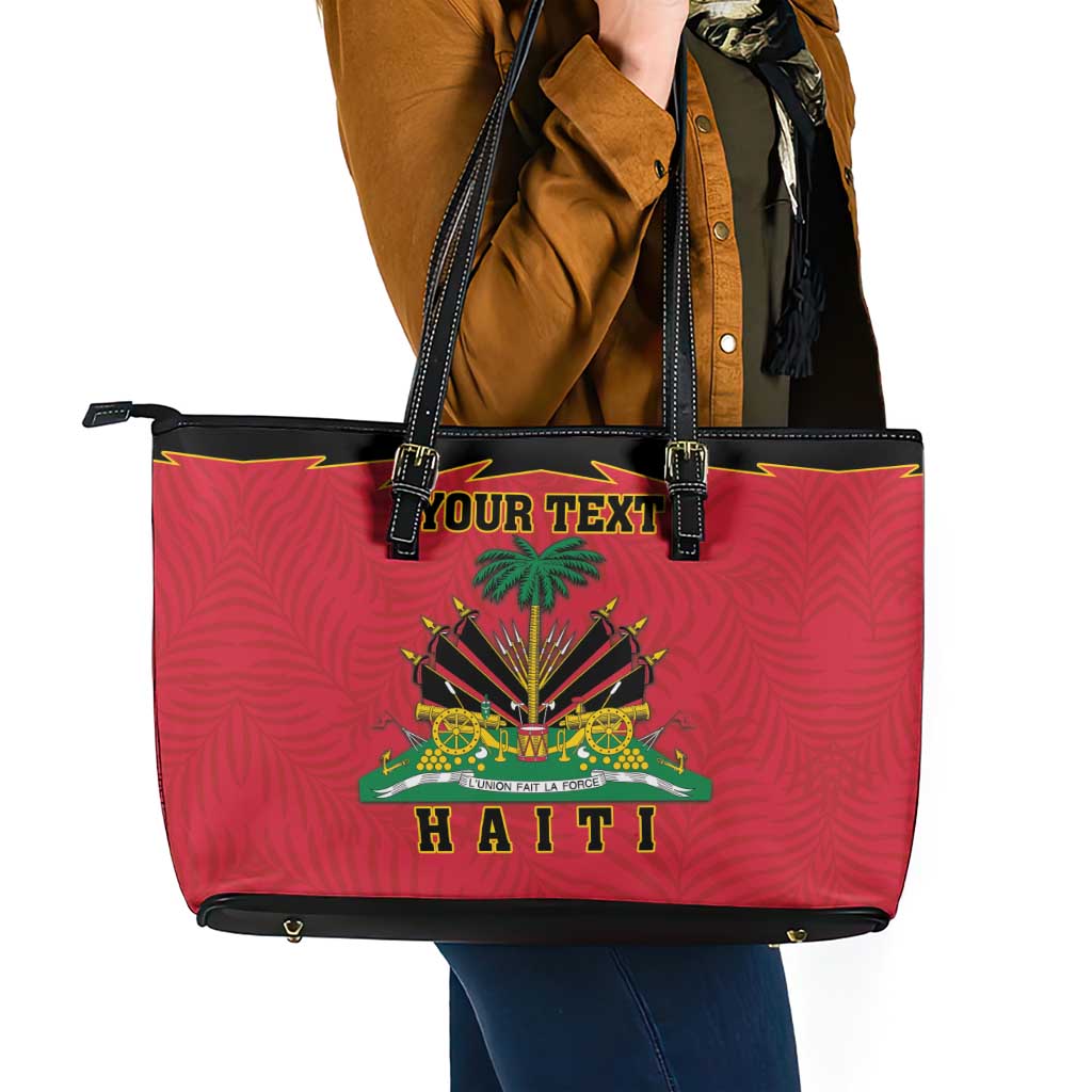 Personalized Haiti 1964 Leather Tote Bag Coat Of Arms Flag Style