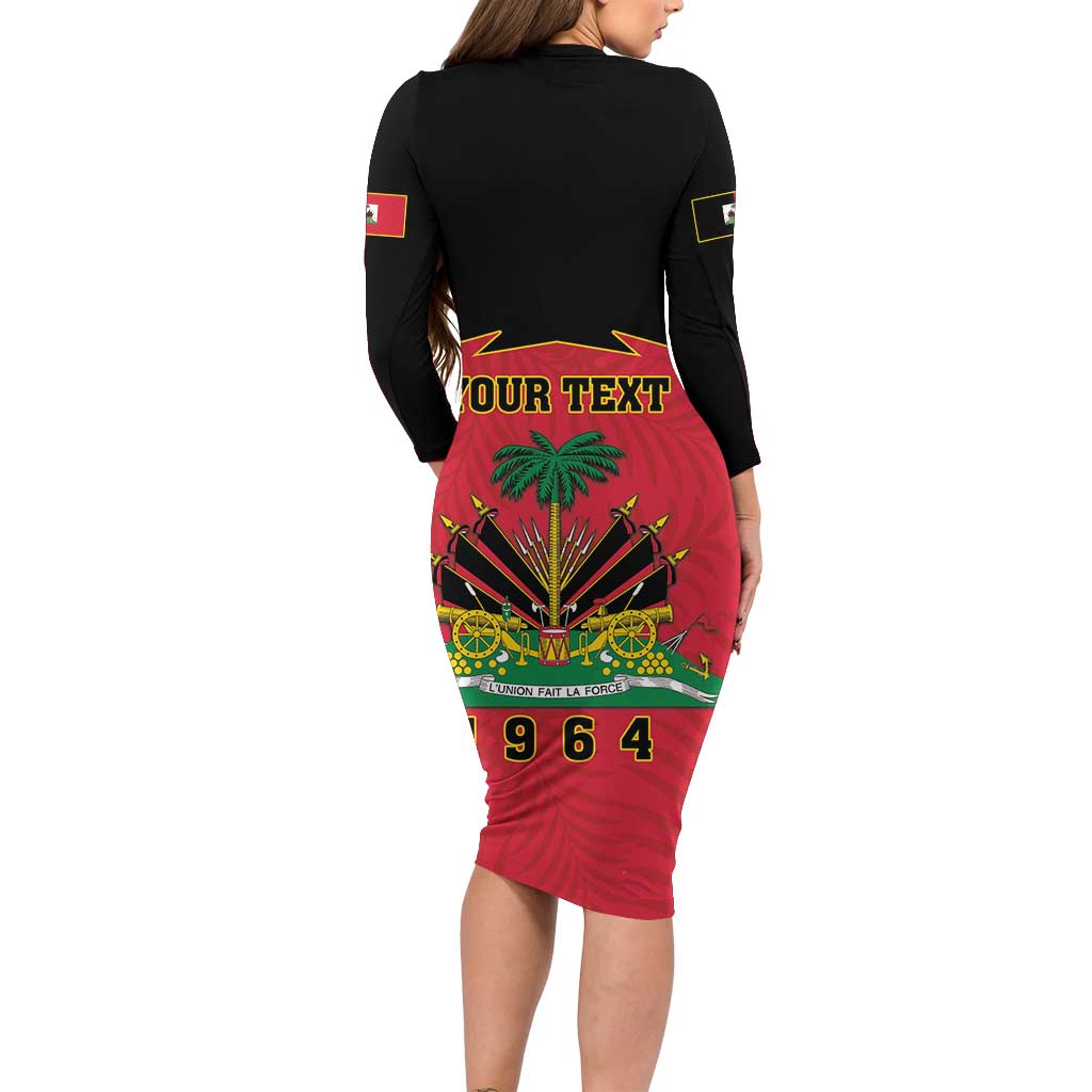 Personalized Haiti 1964 Long Sleeve Bodycon Dress Coat Of Arms Flag Style