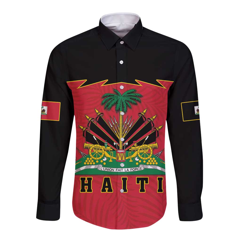 Personalized Haiti 1964 Long Sleeve Button Shirt Coat Of Arms Flag Style