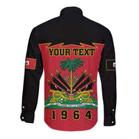 Personalized Haiti 1964 Long Sleeve Button Shirt Coat Of Arms Flag Style