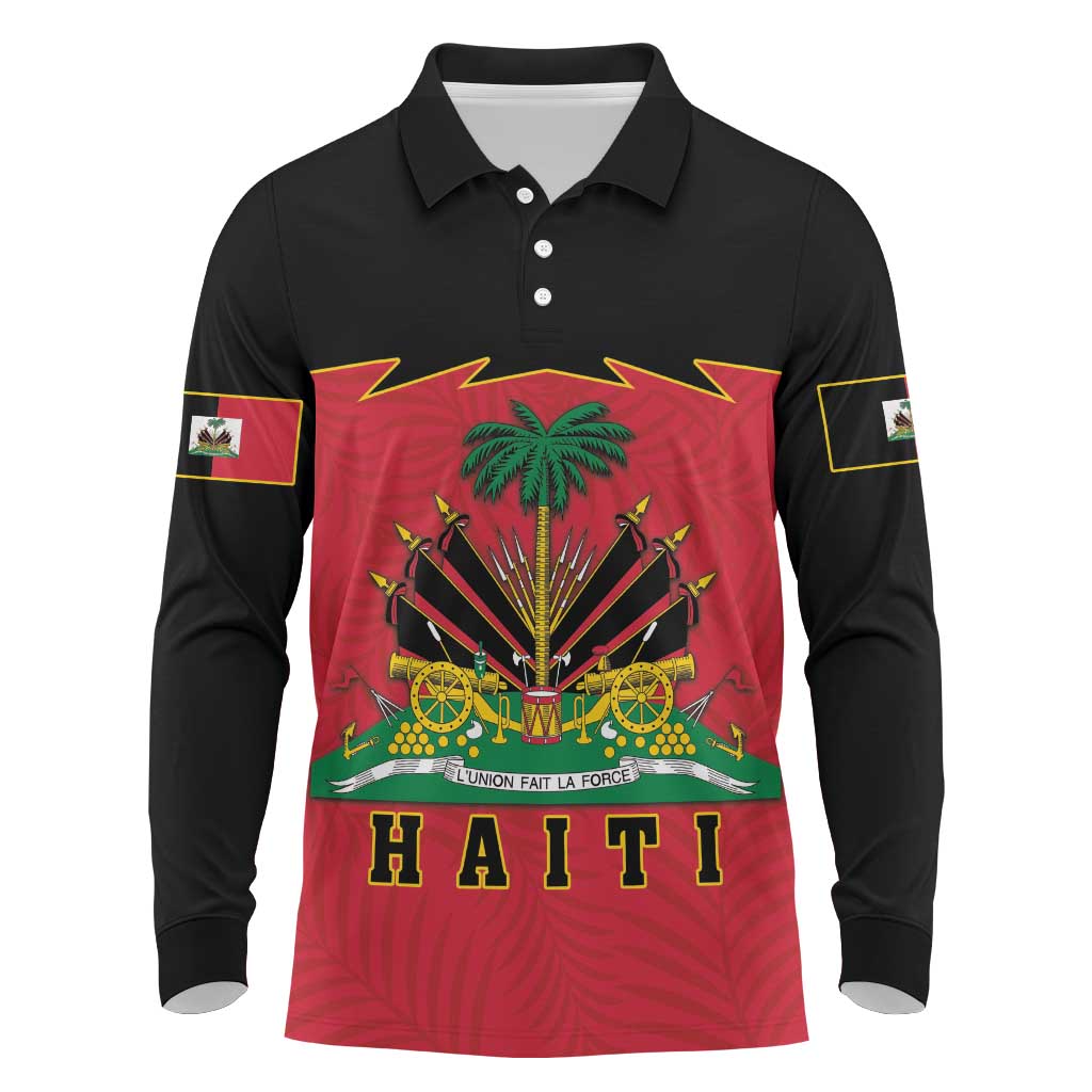 Personalized Haiti 1964 Long Sleeve Polo Shirt Coat Of Arms Flag Style