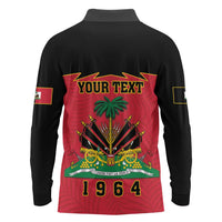 Personalized Haiti 1964 Long Sleeve Polo Shirt Coat Of Arms Flag Style