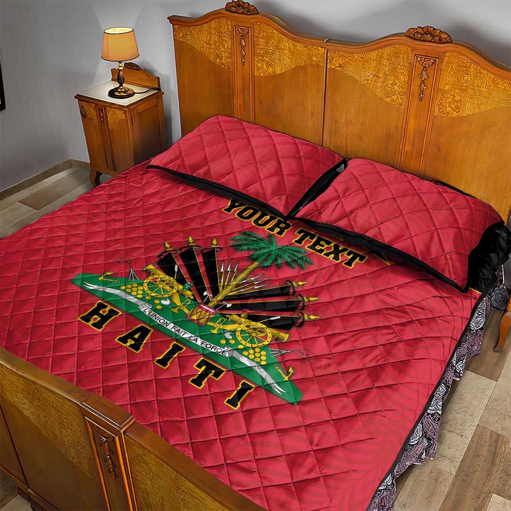 Personalized Haiti 1964 Quilt Bed Set Coat Of Arms Flag Style
