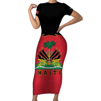 Personalized Haiti 1964 Short Sleeve Bodycon Dress Coat Of Arms Flag Style
