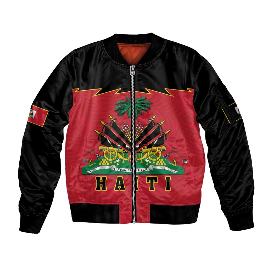 Personalized Haiti 1964 Sleeve Zip Bomber Jacket Coat Of Arms Flag Style