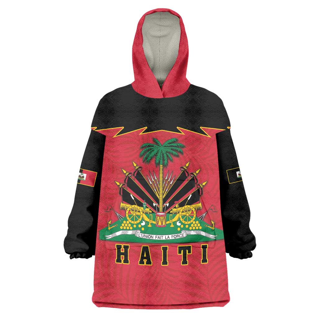 Personalized Haiti 1964 Wearable Blanket Hoodie Coat Of Arms Flag Style