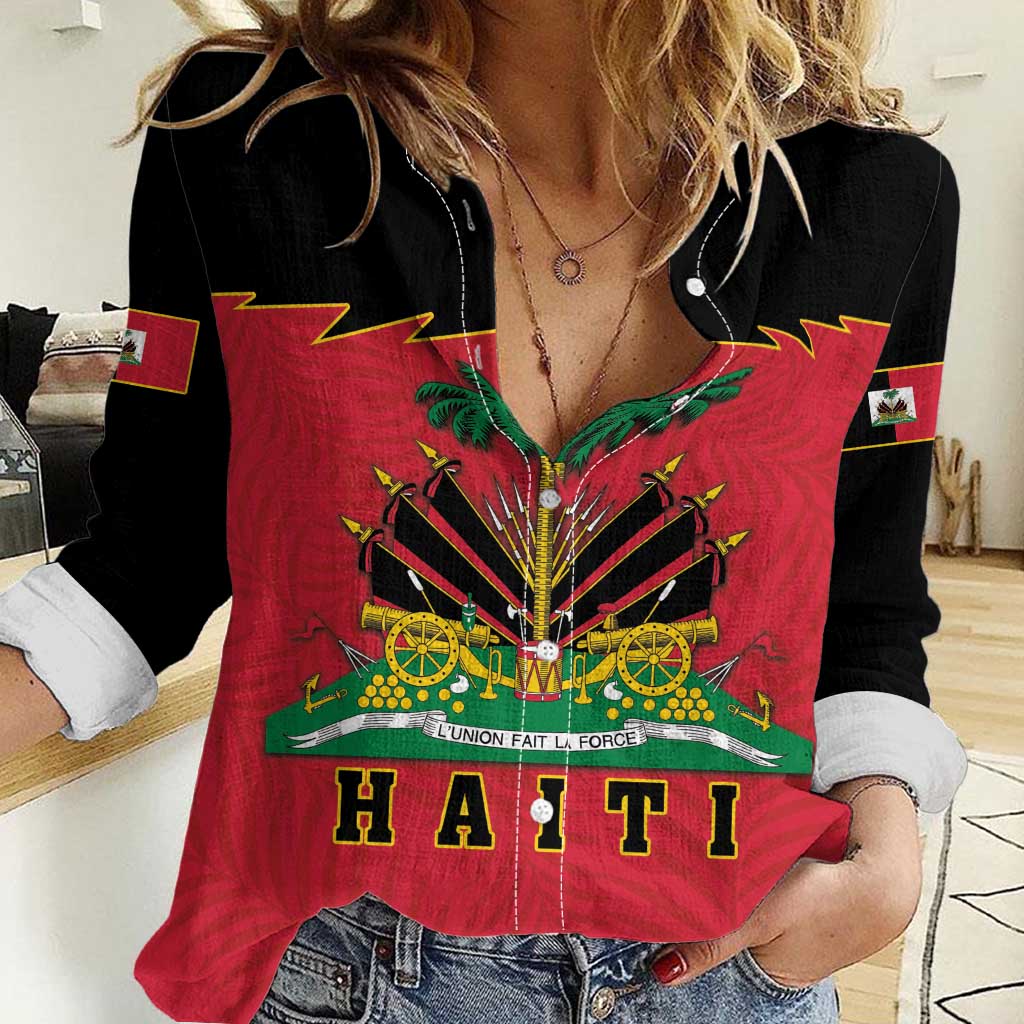 Personalized Haiti 1964 Women Casual Shirt Coat Of Arms Flag Style