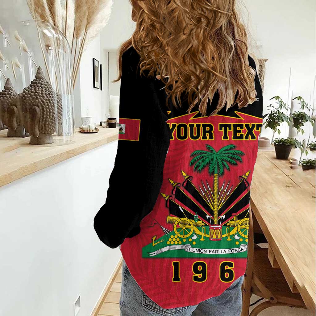 Personalized Haiti 1964 Women Casual Shirt Coat Of Arms Flag Style