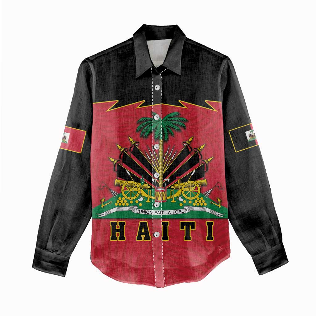 Personalized Haiti 1964 Women Casual Shirt Coat Of Arms Flag Style