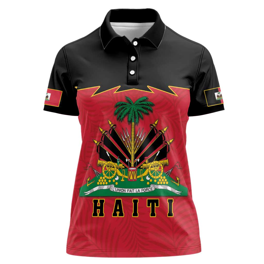 Personalized Haiti 1964 Women Polo Shirt Coat Of Arms Flag Style