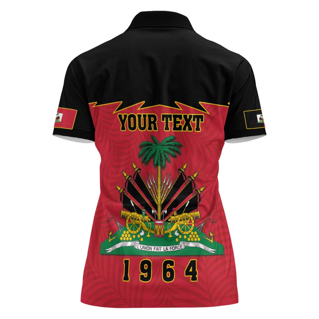 Personalized Haiti 1964 Women Polo Shirt Coat Of Arms Flag Style