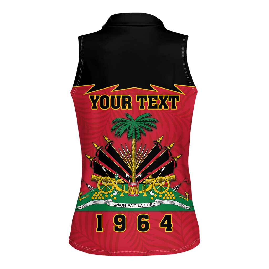 Personalized Haiti 1964 Women Sleeveless Polo Shirt Coat Of Arms Flag Style