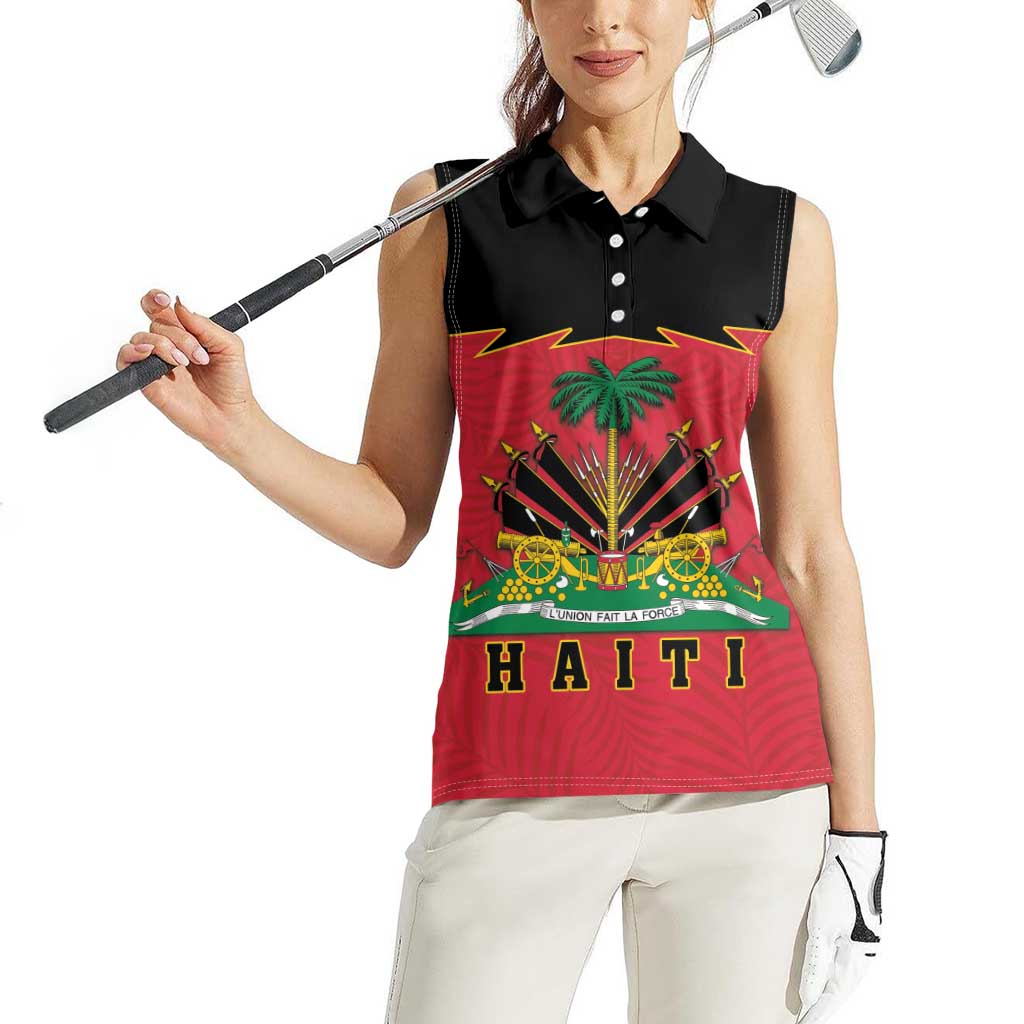 Personalized Haiti 1964 Women Sleeveless Polo Shirt Coat Of Arms Flag Style