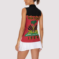 Personalized Haiti 1964 Women Sleeveless Polo Shirt Coat Of Arms Flag Style