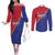 Custom Haiti Football Couples Matching Off The Shoulder Long Sleeve Dress and Long Sleeve Button Shirt Les Grenadiers