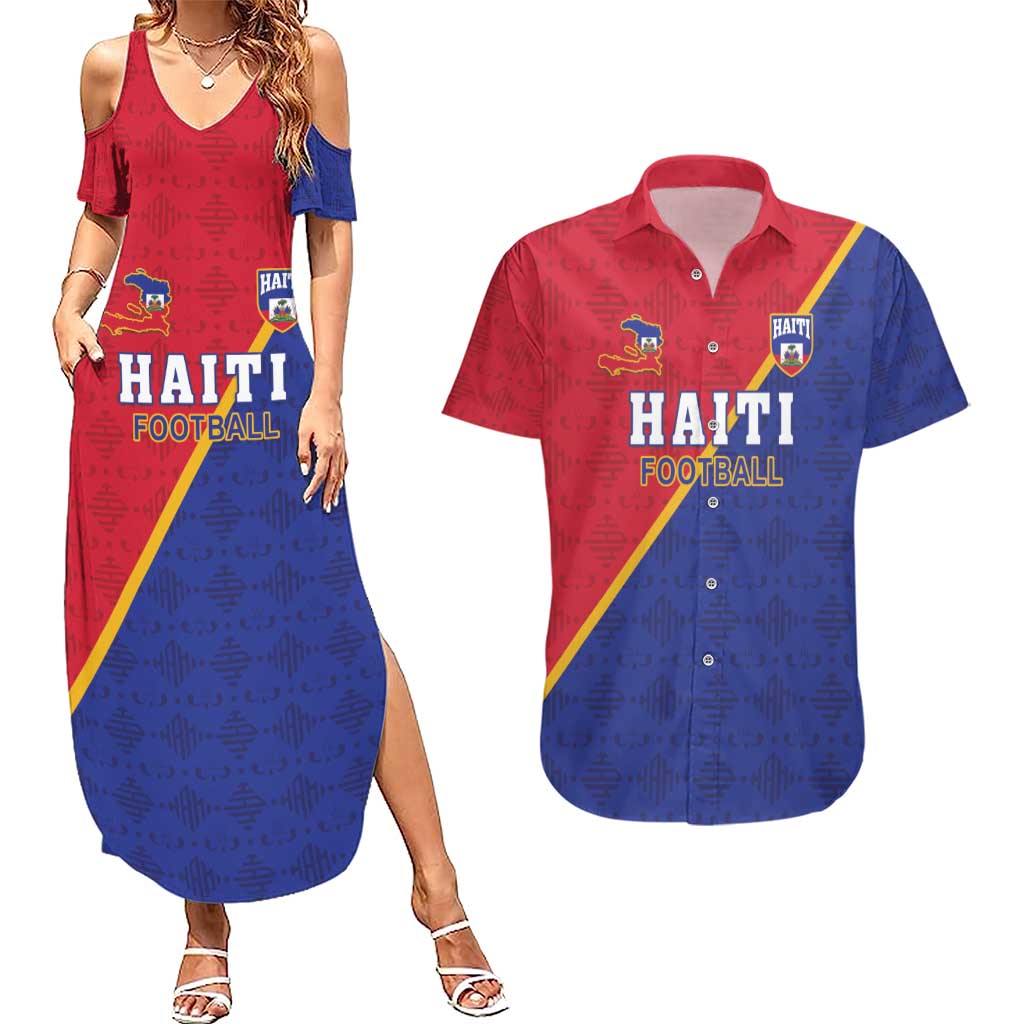 Custom Haiti Football Couples Matching Summer Maxi Dress and Hawaiian Shirt Les Grenadiers