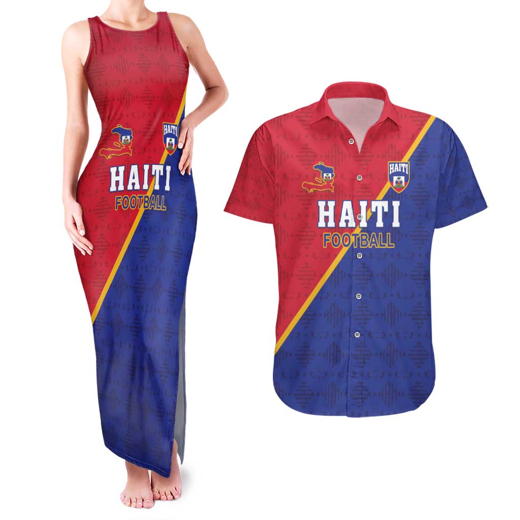 Custom Haiti Football Couples Matching Tank Maxi Dress and Hawaiian Shirt Les Grenadiers