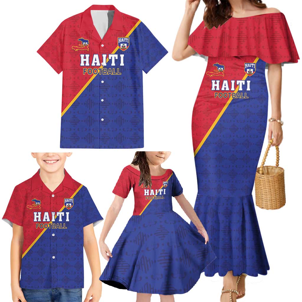 Custom Haiti Football Family Matching Mermaid Dress and Hawaiian Shirt Les Grenadiers