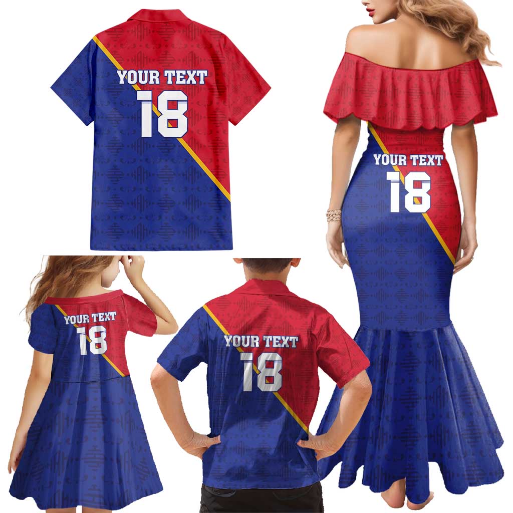 Custom Haiti Football Family Matching Mermaid Dress and Hawaiian Shirt Les Grenadiers