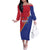 Custom Haiti Football Family Matching Off The Shoulder Long Sleeve Dress and Hawaiian Shirt Les Grenadiers