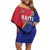 Custom Haiti Football Family Matching Off Shoulder Short Dress and Hawaiian Shirt Les Grenadiers
