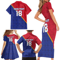 Custom Haiti Football Family Matching Short Sleeve Bodycon Dress and Hawaiian Shirt Les Grenadiers