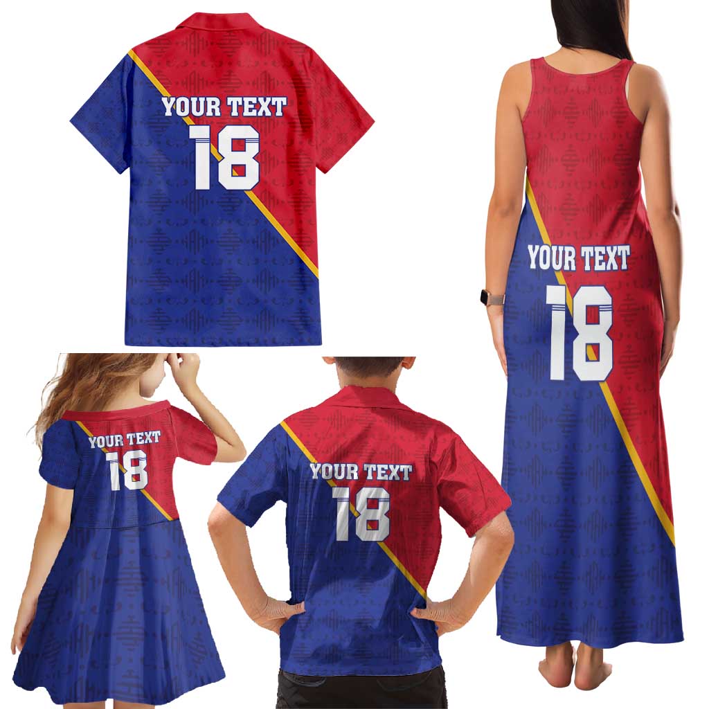Custom Haiti Football Family Matching Tank Maxi Dress and Hawaiian Shirt Les Grenadiers