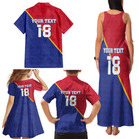 Custom Haiti Football Family Matching Tank Maxi Dress and Hawaiian Shirt Les Grenadiers