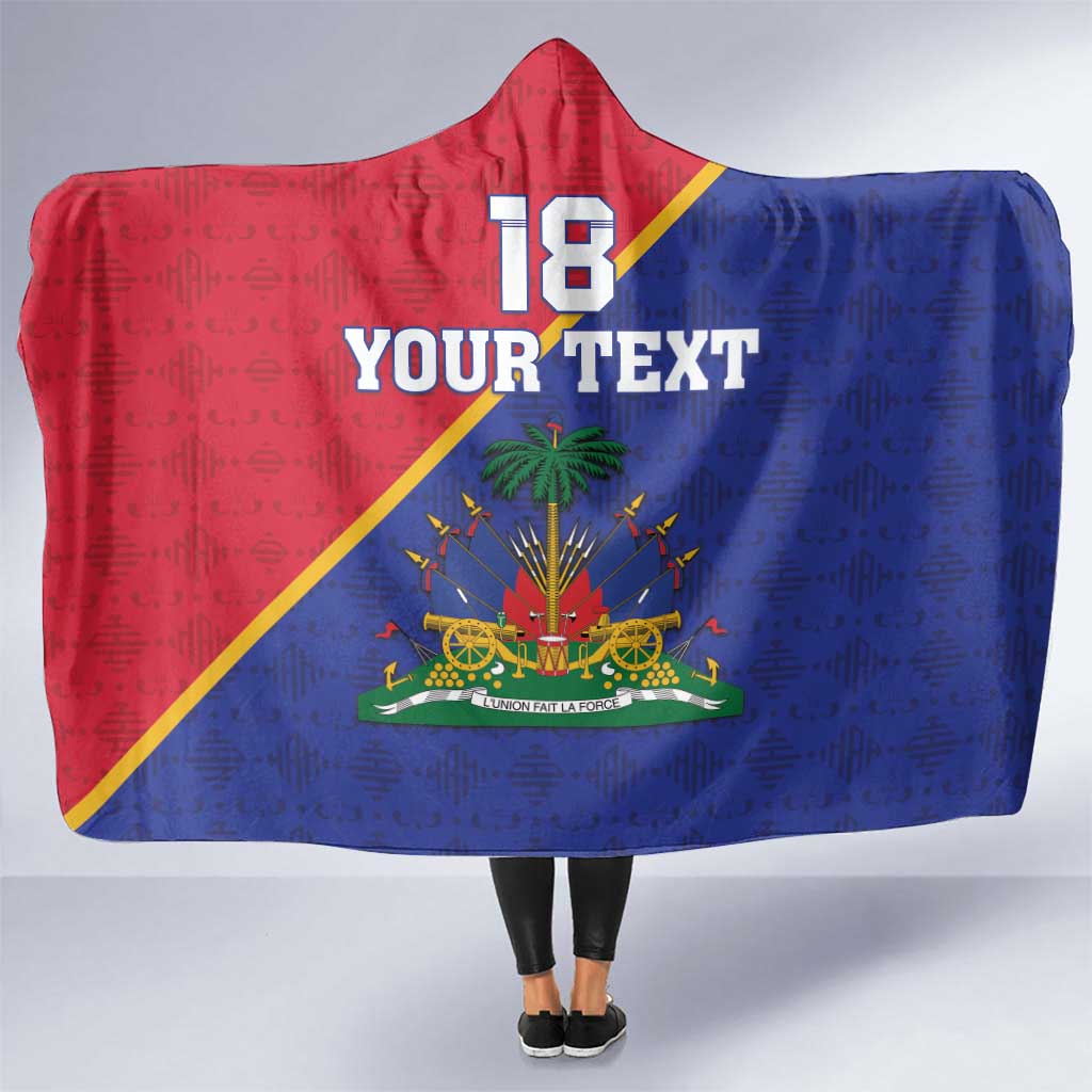 Custom Haiti Football Hooded Blanket Les Grenadiers