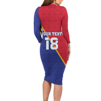 Custom Haiti Football Long Sleeve Bodycon Dress Les Grenadiers