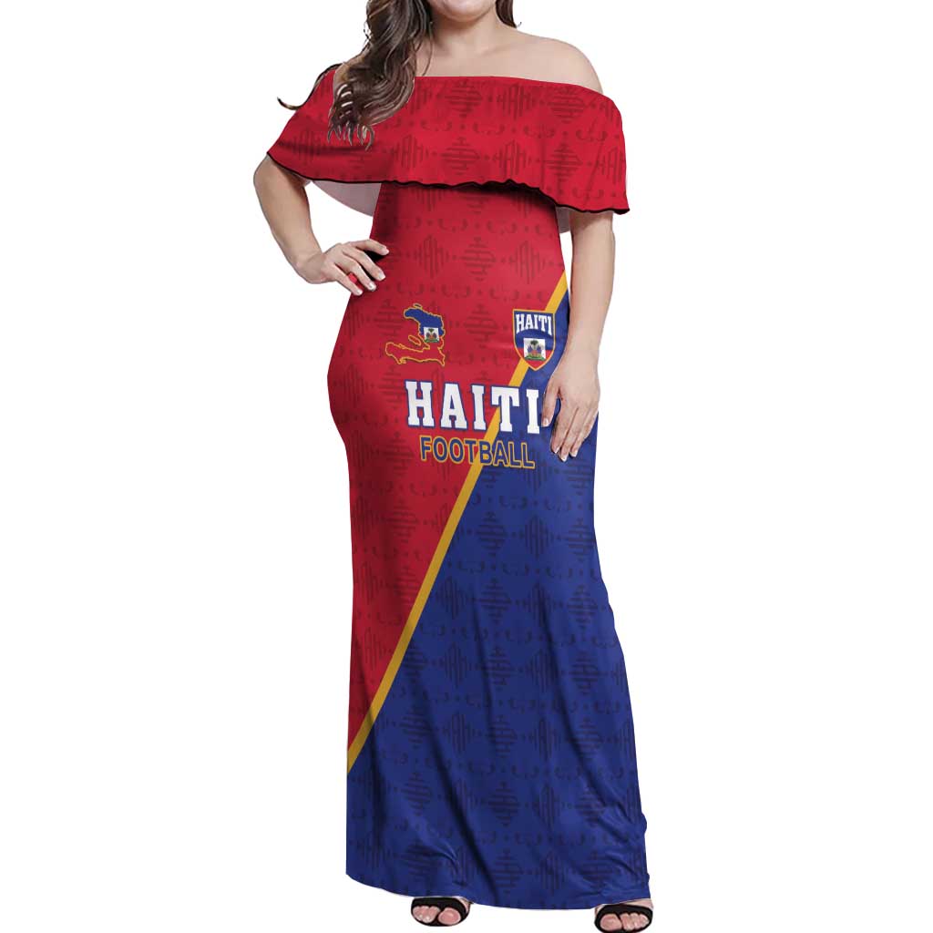 Custom Haiti Football Off Shoulder Maxi Dress Les Grenadiers