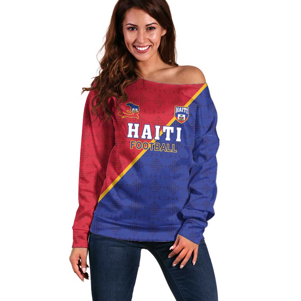 Custom Haiti Football Off Shoulder Sweater Les Grenadiers