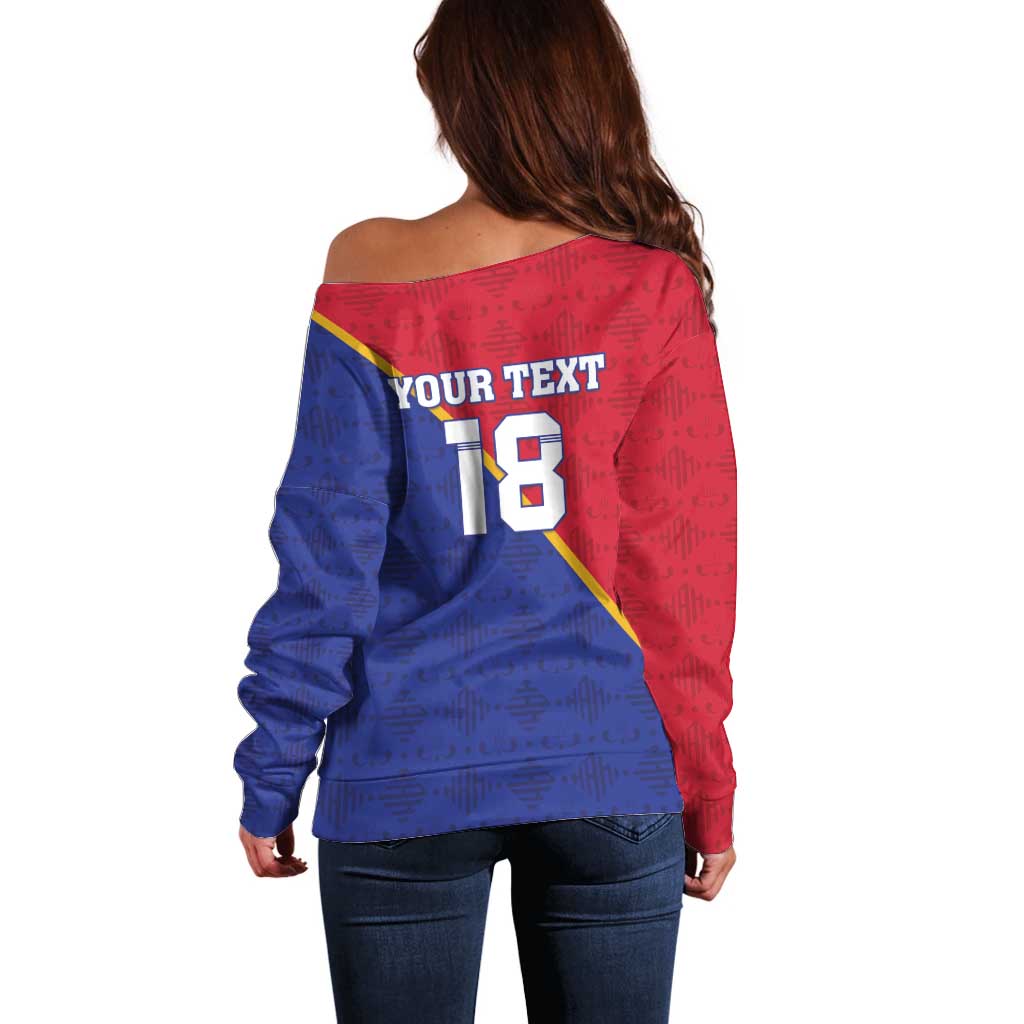 Custom Haiti Football Off Shoulder Sweater Les Grenadiers