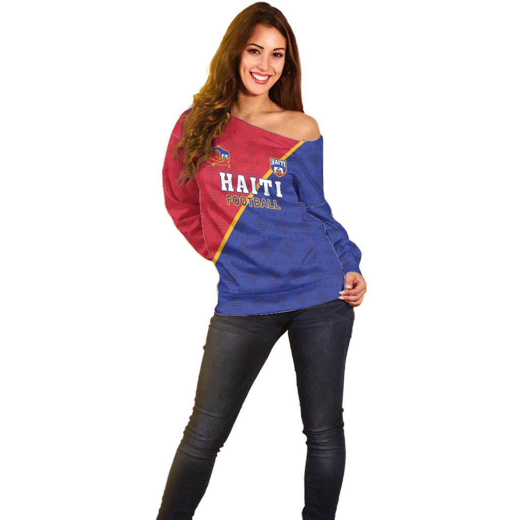 Custom Haiti Football Off Shoulder Sweater Les Grenadiers