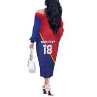 Custom Haiti Football Off The Shoulder Long Sleeve Dress Les Grenadiers